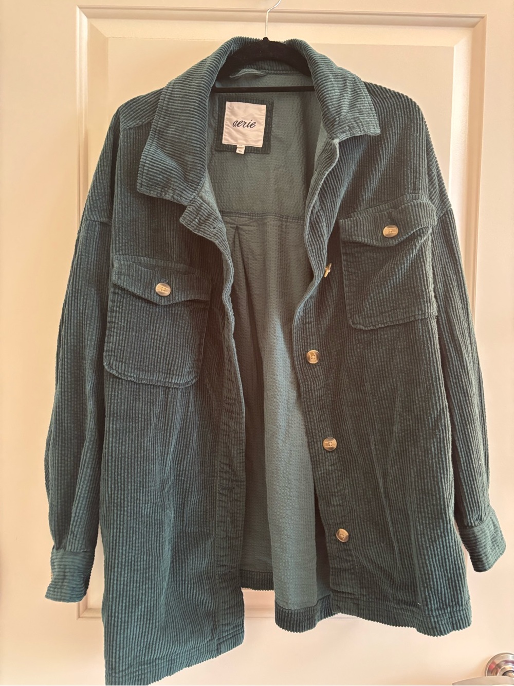 aerie Corduroy Utility Shacket in Teal